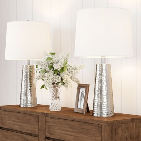 Hastings Home Hammered Metal LED Table Lamp Set 765835DFI